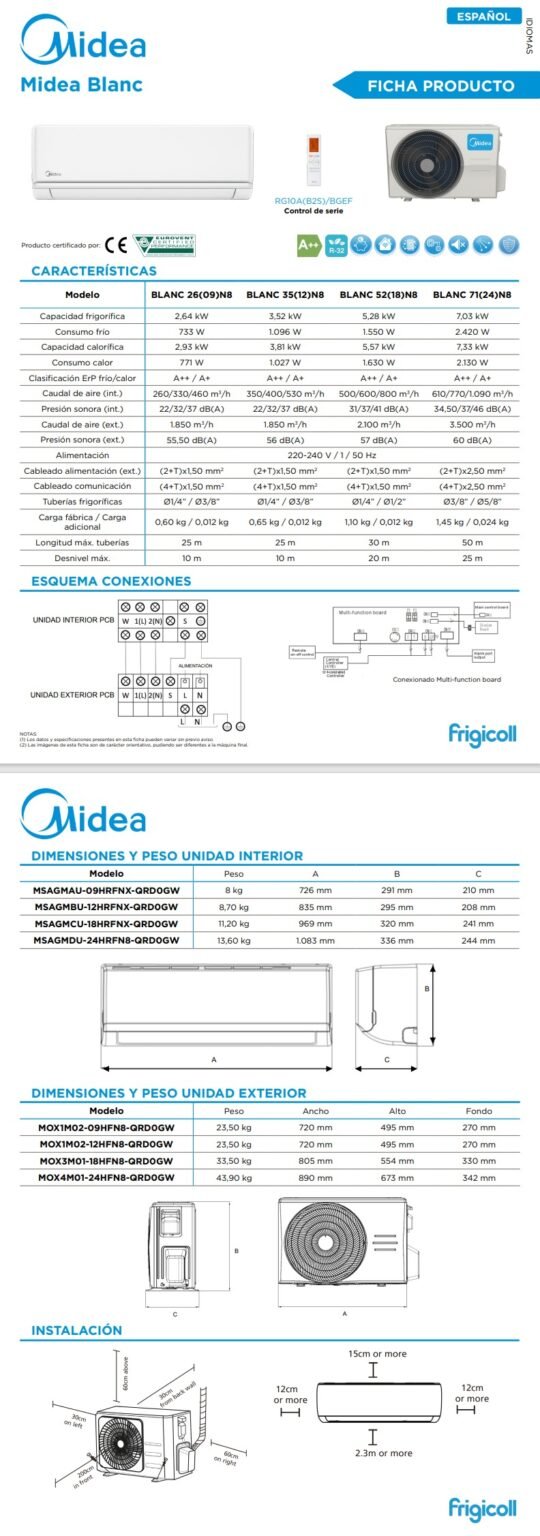 Aire Acondicionado Split Midea 2.6Kw. Instalaciones Térmica Soliva S.L.